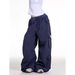 Women's Clothing Slim Fit Cargo Pants Autumn Arrival Spliced Elastic Waist Multi Pocket Loose Fit Street Dance Denim_ecoleips.com
