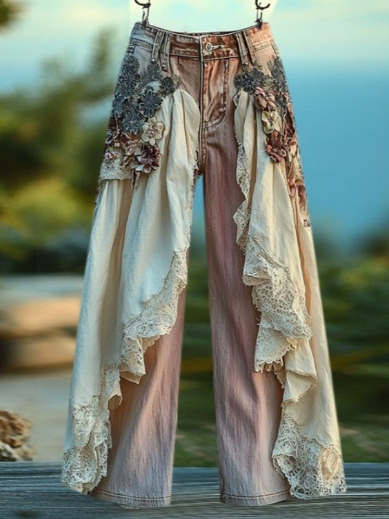 Women's Retro Print High-Waisted Jeans Casual Comfortable Slimming Faux Denim Style Leg Lengthening Bottoms_ecoleips.com