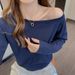 Women's Off-Shoulder Long Sleeve T-Shirt Loose Fit Sophisticated Style Early Spring Autumn Outer Layer Top_ecoleips.com