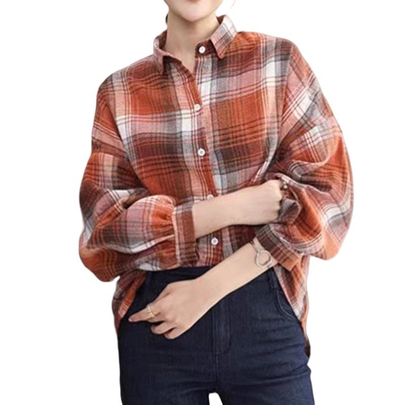 High-End Japanese And Korean-Inspired Retro-Style Shirts For Women, Featuring A Relaxed Plaid Design With Versatile Autu_ecoleips.com