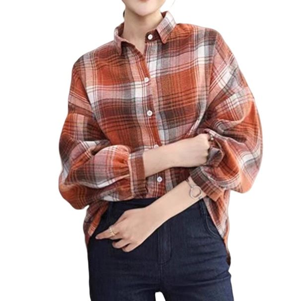 High-End Japanese And Korean-Inspired Retro-Style Shirts For Women, Featuring A Relaxed Plaid Design With Versatile Autu_ecoleips.com