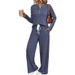 Soft Brushed Knit Lounge Set With Striped Design - Long Sleeve Top & Pants Two-Piece Outfit For Women & Men_ecoleips.com