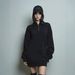 Women's British Style Zip-Up Hoodie Dress With Stand Collar - Fall & Winter Fashion Casual Tunic Sweater Dress (Black, White, Khaki, Peacock Blue)_ecoleips.com