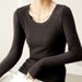 2025 Seleced Pure Coon U-Neck Women's Long Sleeved 2025 Auumn New Syle Loose And Slimming High-End T-Shir Op Base_ecoleips.com