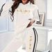 Women's Casual Vacation Fashion Set Spring Summer Gold Milan Print Hooded Long Sleeved Pants Two Piece Outfit_ecoleips.com