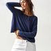 Voya Women's Street Sexy T-shirt Spring/Summer Wide Truffle Back Short Style Solid Color Long Sleeve Top_ecoleips.com