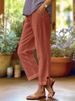 Women's Cotton Linen Straight Leg Pants Loose Fit Solid Color Elastic Waist Casual Pants With Pockets_ecoleips.com