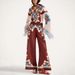 Women's Printed Lounge Set – Long Sleeve Top & Loose Jogger Pants, Polyester Two-Piece Outfit (Floral/Abstract, S-Xl)_ecoleips.com