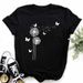 European And American Cross-border Foreign Trade Women's Clothing Dandelion Plant Print Round-neck Short-sleeve T-shirt_ecoleips.com