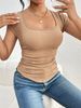 Women's Slim Fit Pleated T-Shirt Spring Autumn Fashion Flutter Sleeve Top For Summer_ecoleips.com