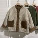 girl Winter Retro Corduroy Quilted Reversible Warm Jacket For Women Loose Fit Versatile Petite Cotton Coat_ecoleips.com