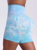 Women's Clothing Tie Dye High Waist Abdomen Yoga Shorts Women's European And American Fitness Sports Tie Dye Peach Hip Three Point Pants_ecoleips.com