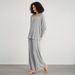 Voya Women's Minimalist Casual Home Suit Set, Solid Color Air-conditioned Suit, Long Pants Two-piece Set For Women_ecoleips.com