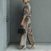 Velvet-Touch High-Neck Tracksuit Set - Cozy Wide-Leg Pants & Zip-Up Top For Women_ecoleips.com