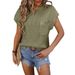Women's Round Neck Short Sleeve Sweater With Pocket American Style Fashion Top For Ladies_ecoleips.com