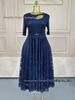 Miyake Gold Foil Slimming Dress For Plus Size Women Elegant African Round Neck Summer_ecoleips.com