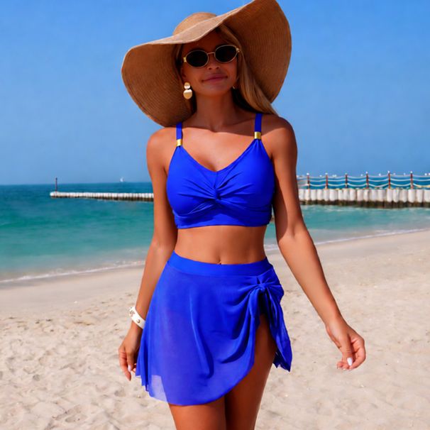 Women's High-Waist Bikini Set – Sexy Two-Piece Swimwear, Solid Color, Adjustable Fit, Quick-Dry Fabric_ecoleips.com