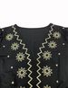 Women's Floral Embroidery V Neck Dress, Elegant Long Sleeve Dress For Spring, Ladies Clothes For Daily Wear_ecoleips.com