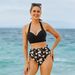 Women's Clothing New High Waist Pleated Women's Swimsuit Sexy Split Twisted Bag Polka Dot Print Multicolor Bikini Bikini_ecoleips.com