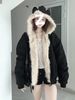 girl New American Syle Mounain Eagle Fur Collar Hooded Jacke For Women, Auumn And Winer Thickened Coon Shor Parka_ecoleips.com