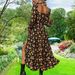 Women Stylish Casual Dress Long Sleeve Square Neck Design With Fashion Print & Chic Bottom Slit Detail_ecoleips.com