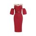 Women's Clothing Puff Sleeve Off Shoulder Sexy Slim Hip Skirt Mid Length With Belt_ecoleips.com