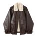 Aria Basics Fleece-Lined For Women, High-End Feel, Petite Size, 2025 New Winter Loose Short PU Leather Jacket_ecoleips.com