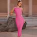 Elegant One-Shoulder Bandage Bodycon Dress for Evening Parties Stretchy A-Line Cocktail Dress with Back Detail_ecoleips.com