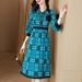 Miyake Pleated Dress Autumn Houndstooth Plus Size Mid-Length Elegant Fashion Slimming Dress_ecoleips.com