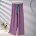 Spring Summer Pajamas Pants For Women Belt Loose Wide Leg Pant Lounge Sleepwear Home Trousers Female Night Pantalon Pijama_ecoleips.com