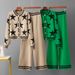 Classic Star Contrast Color Round Neck Short Fit Elegant Knit Blazer & Pants Set For Women Women's Clothing_ecoleips.com