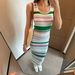 Ice Silk Slim Fit Sleeveless Dress for Women Elegant Light Luxury Color Block Striped Knitted Pullover Summer Autumn New Style_ecoleips.com