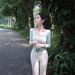Heartbeat Story Pure Desire Style Slim Fit Two-Piece Long Sleeve Top Vest Women's Casual Slimming T-Shirt_ecoleips.com