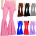 Women's Mermaid Flare Pants - High Waisted Stretchy Wide Leg Palazzo Trousers For Curvy, Plus Size, Petite | 9 Colors | Waist Comfort_ecoleips.com