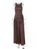 Hugcitar Women Elegant Solid Sleeveless Bandage Pleated Sexy Maxi Prom Dress Bodycon Summer Women Clothes Evening Party Vacation_ecoleips.com