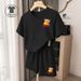 Women's Cute Casual Two Piece Set Bear Print Short Sleeve Top And Shorts Summer Outfit Can Be Worn at Home Or out_ecoleips.com