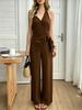 Spice Girl Style Ladies Lace-Up Jumpsuit, Skinny Fashion, Solid Color, Sling Wide Legs, Daily Commuting/Party_ecoleips.com