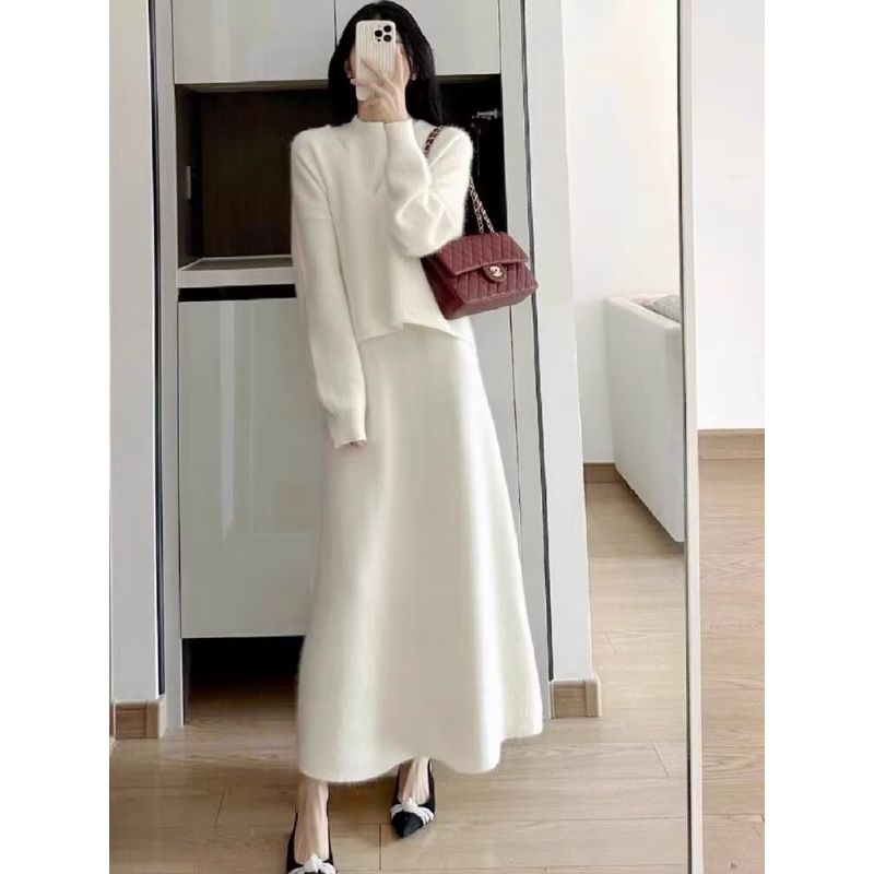 Maternity Wear New Autumn Winter Tea Style Outfit High-end Dress Two-piece Set_ecoleips.com