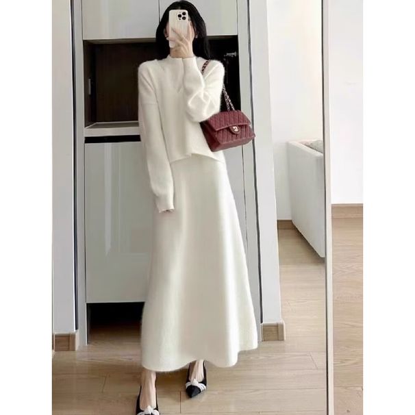 Maternity Wear New Autumn Winter Tea Style Outfit High-end Dress Two-piece Set_ecoleips.com