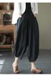 Suitable For All Seasons Artistic Cotton Linen Harem For Women, Summer Casual With Elastic Waistband, Drawstring Lantern Pants, Loose Thin_ecoleips.com