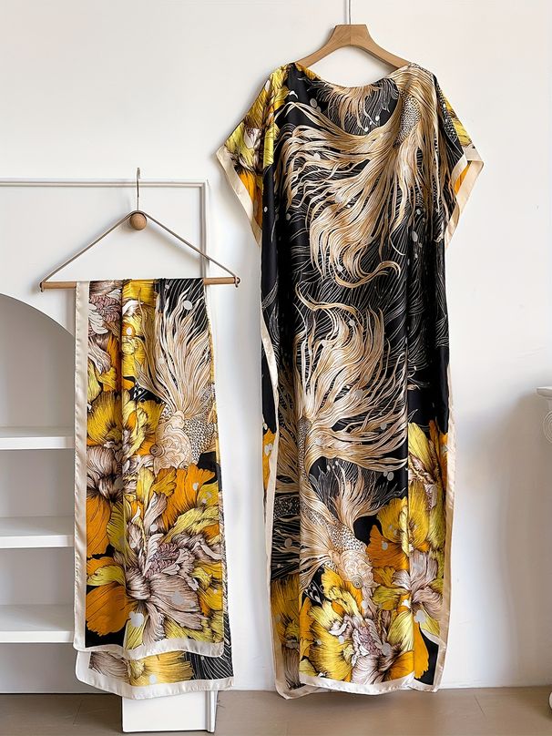 ng2510292 Ng2510292 Ng2510292 Direct From The Manufacturer, Cross-border Bestseller: Middle Eastern Style Loose-fitting Long Dress, Silk Beach_ecoleips.com
