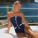 Women's Navy Strapless Swimsuit Shorts - Simple & Stylish Swimwear For Beach & Pool_ecoleips.com