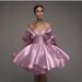 Women's Bow Designed Halter Top Short Dress For Birthday Parties Elegant Evening Gown Party Wear_ecoleips.com