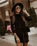 Velvet Bubble Sleeve Dress Women's Fashion Long Sleeve Slim Fit A-Line Casual Dress For Autumn Winter_ecoleips.com