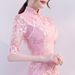 Elegant Modern Qipao Dress With Lace Detail - Vintage Chinese Style Floral Summer Dress For Women, S-5XL_ecoleips.com