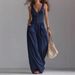 Summer New Arrival Women's Solid Color Button Pocket Casual Overalls Loose Fit European American Style Jumpsuit Romper_ecoleips.com