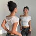 Spicy Lace Trimmed Faux Two Piece Short Top Women's Chic Asymmetrical Off-Shoulder T-Shirt Summer Style Short Sleeve_ecoleips.com