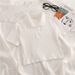 Women's Clothing White Polo Collar Short Sleeved T Shirt Women's Shirt Summer Design Niche Slim Short Straight Shoulder High Waist Top_ecoleips.com