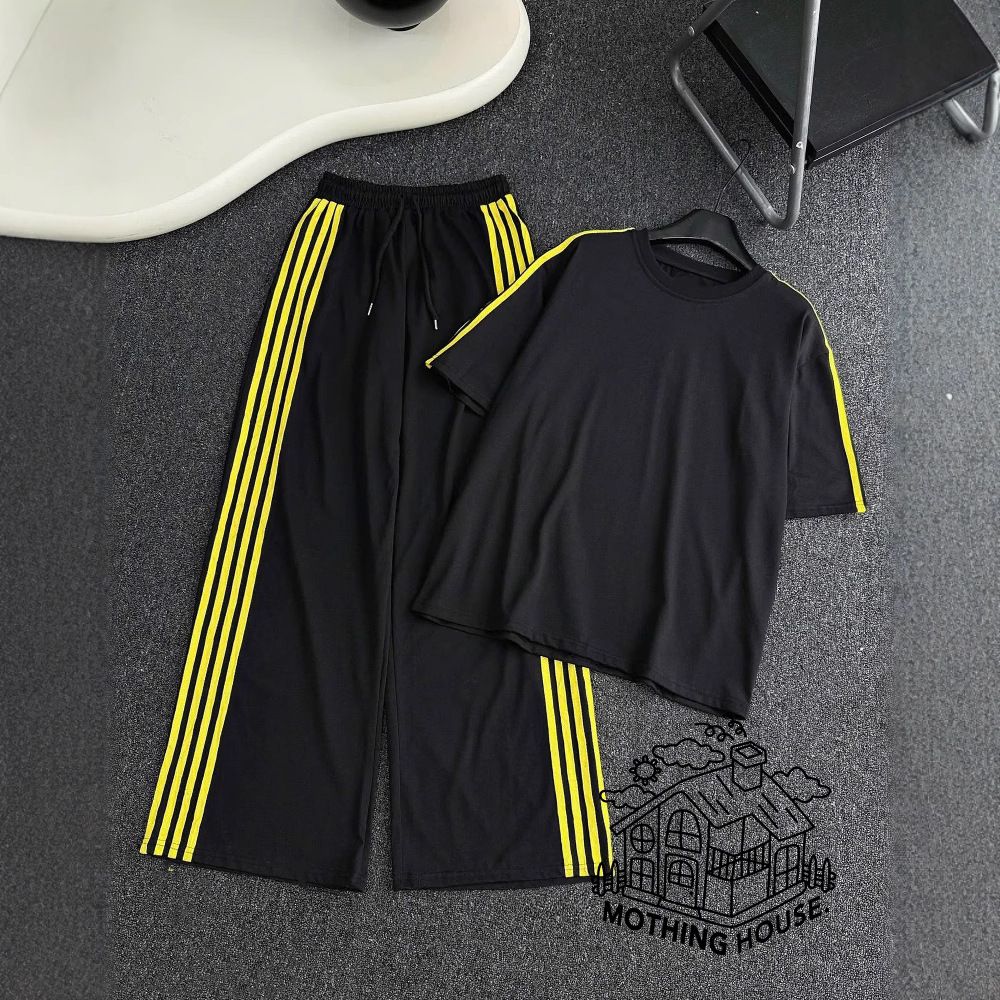 Women's Streetwear Set Summer Loose Fit Fashionable Short Sleeved Top And Pants Casual Two Piece Running Set_ecoleips.com