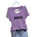 Women's Floral Lace Print V-Neck Short Sleeve T-Shirt 100% Cotton Loose Fit Casual Breathable Top_ecoleips.com